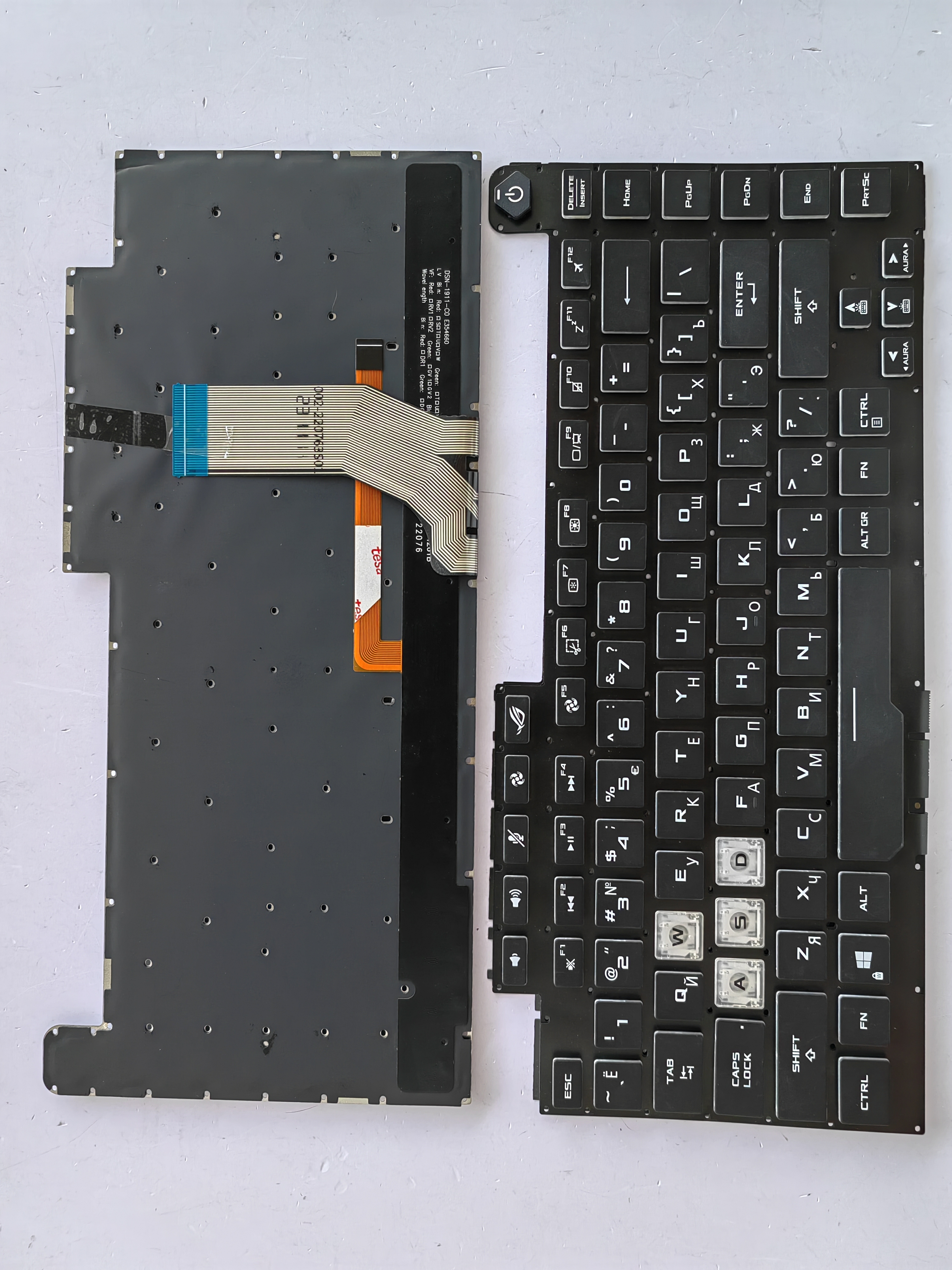 Picture of New Replacement Laptop Keyboard For ASUS G531/G512/GL531 colorful backlight thick cable BLACK Backlit,White Side (OEM) RU Layout